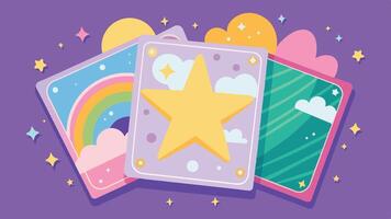 caprichoso pastel temática de estrellas tarjeta conjunto vector