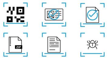 Set of different scan icons. line art scan icons. vector