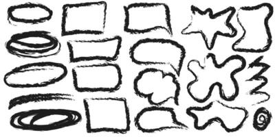 various charcoal doodle, drawn scribble, texture illustration. flat design vector