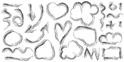 collection of abstract charcoal doodles , texture illustration. flat design vector