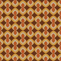 A patterned orange and brown fabric with a design of circles and triangles vector