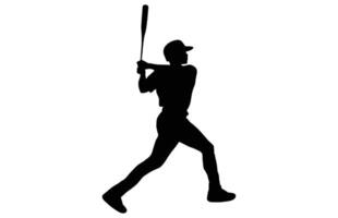 Baseball Player Silhouette. baseball player, isolated illustration. Baseball batter, sports people silhouette. vector