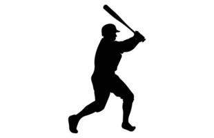 Baseball Player Silhouette. baseball player, isolated illustration. Baseball batter, sports people silhouette. vector