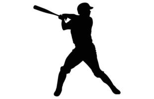 Baseball Player Silhouette. baseball player, isolated illustration. Baseball batter, sports people silhouette. vector