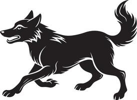 black and white running dog illustration design vector