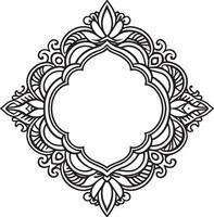 frame with floral ornament illustration black and white vector