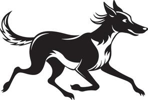 black and white running dog illustration design vector