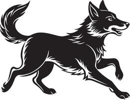 black and white running dog illustration design vector