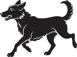 black and white running dog illustration design vector