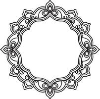 frame with floral ornament illustration black and white vector