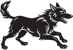 black and white running dog illustration design vector