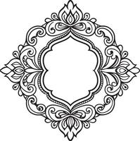 decorative frame with ornament illustration black and white vector