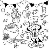 illustration Set of St. Patrick s Day in doodle hand drawing style vector