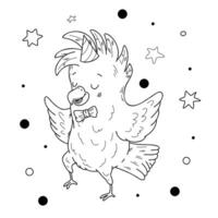 illustration of a cute cockatoo in hand-draw doodle style vector