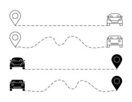 car travel path icon from location point along dotted line. vector