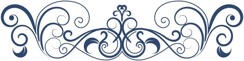 vintage quilling flower design Classic pattern, blue, dark navy abstract on a white background. vector