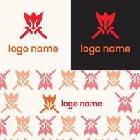 Striking Red Flame and Sword Logo vector