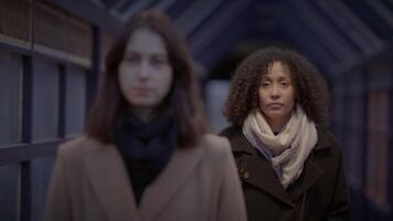 Lifestyle Portrait of Two Young Women Watching Tower Building Together video