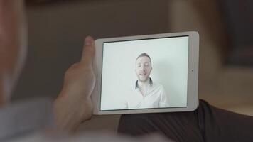 People Having A Call Conference Talking Together on Mobile Tablet Screen video