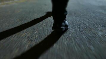 Young Man Walking on Street Alone in Dark Night video