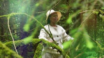 Female Person Relaxing Outdoors in Peaceful Green Landscape In Harmony video