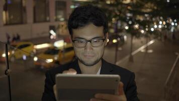 Modern City Lifestyle Portrait of Male Person Browsing the Web on Mobile Device video