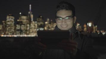 Modern City Lifestyle Portrait of Male Person Browsing the Web on Mobile Device video