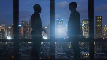 Conversation of Male Business Partners Meeting Cooperating and Analyzing video