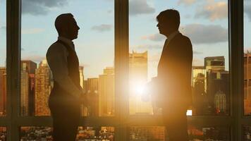 Conversation of Male Business Partners Meeting Cooperating and Analyzing video
