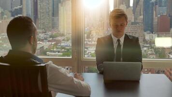 Conversation of Male Business Partners Meeting Cooperating and Analyzing video