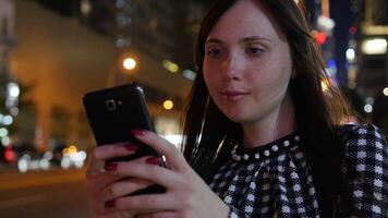 Young Caucasian Woman Chatting on Mobile Phone Device video