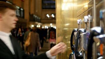 City Lifestyle Portrait of Man Talking on Phone Calling While Commuting video
