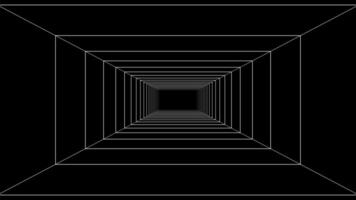 abstrait linéaire tunnel dans 3d la perspective avec noir Contexte est une futuriste conception video