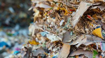 A macro image of a recycled paper product symbolizing a switch to more environmentally friendly materials and reducing waste in the production process photo