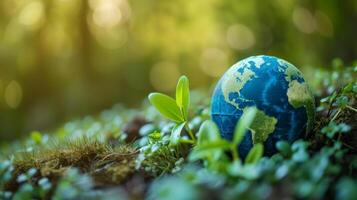 Macro shot of a banner proudly displaying the companys commitment to reducing environmental impact through reshoring and sustainable practices photo
