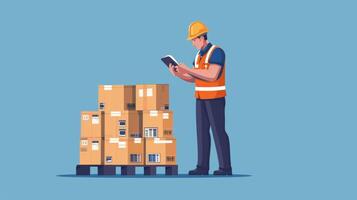 A worker using a handheld device to scan and update the et inventory quickly and accurately updating records and avoiding manual data entry errors photo