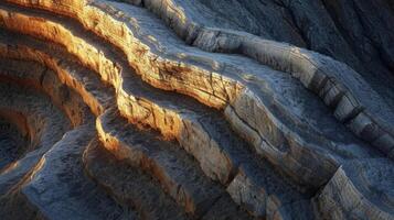 The rhythmic lines and curves of the cliffs are accentuated by the warm light revealing their unique and beautiful formations photo