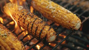 A la parrilla a perfección esta maíz en el mazorca es un delicioso equilibrar de ahumado y dulce. cada mordedura estallidos con un jugoso crujido y el carbonizado bordes añadir un inequívoco departamento foto