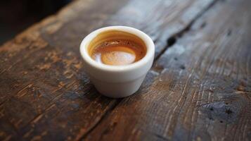 Dont be fooled by its small size this espresso is bursting with fiery flavor and will leave you feeling both refreshed and energized photo