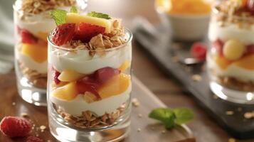 Curl up by the fire and treat yourself to these delightful fruit parfaits. Each sful is bursting with colorful fruit and smooth yogurt making it the perfect cozy companio photo