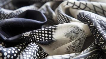 A bandale 3D printed scarf adorned with intricate geometric designs adding a touch of boldness to any outfit photo
