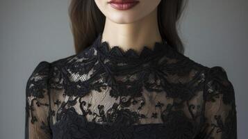 Effortlessly elegant this black lace top can be dressed up or down for any occasion. Perfect for a dinner date photo