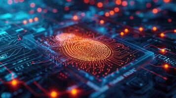 A detailed hologram of a biometric identification system showing how it is used to ensure the safety and security of financial transaction photo