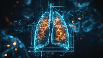 A virtual hologram of a lung depicting areas of damaged tissue and helping pulmonologists identify respiratory conditions photo