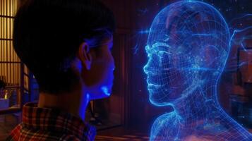 As you discuss your fears and doubts with a holographic counselor a soothing visualization of your inner thoughts appears helping yo photo