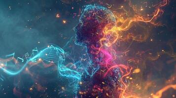 A holographic mixed media piece blending digital projections with physical elements creating a unique and captivating art experience photo