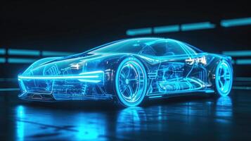 A holographic model of a concept car its tingedge technology and stunning design making it seem like it could be straight out of photo