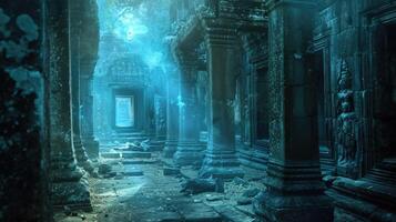 The blurry hologram of a crumbling temple springs to life allowing archaeologists to virtually step inside and explore its hidden chambers photo