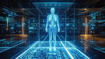 A holographic model of a human body complete with functioning and systems providing an interactive platform for medical research an photo