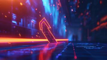 An animated hologram of a rising arrow reflecting the potential for growth and success through the strategies discussed at the seminar photo